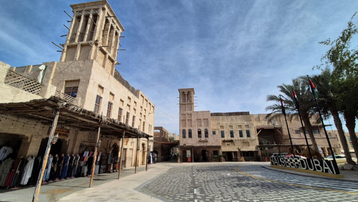 Traditional-style building of the Al Seef Area Entrance by the Dubai Creek