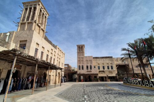 Traditional-style building of the Al Seef Area Entrance by the Dubai Creek