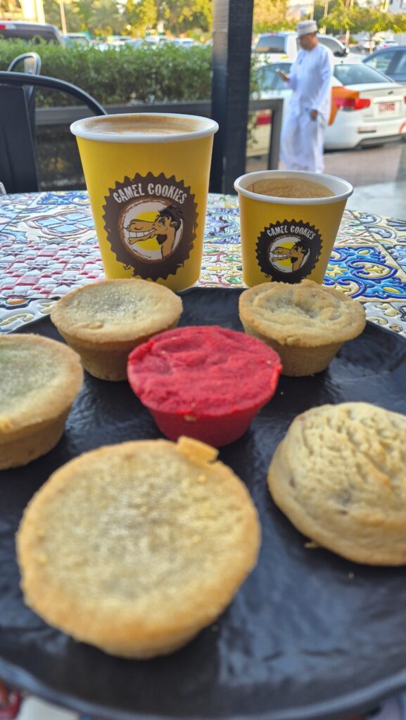 Camel Cookies selection at the best coffee house in Muscat Oman